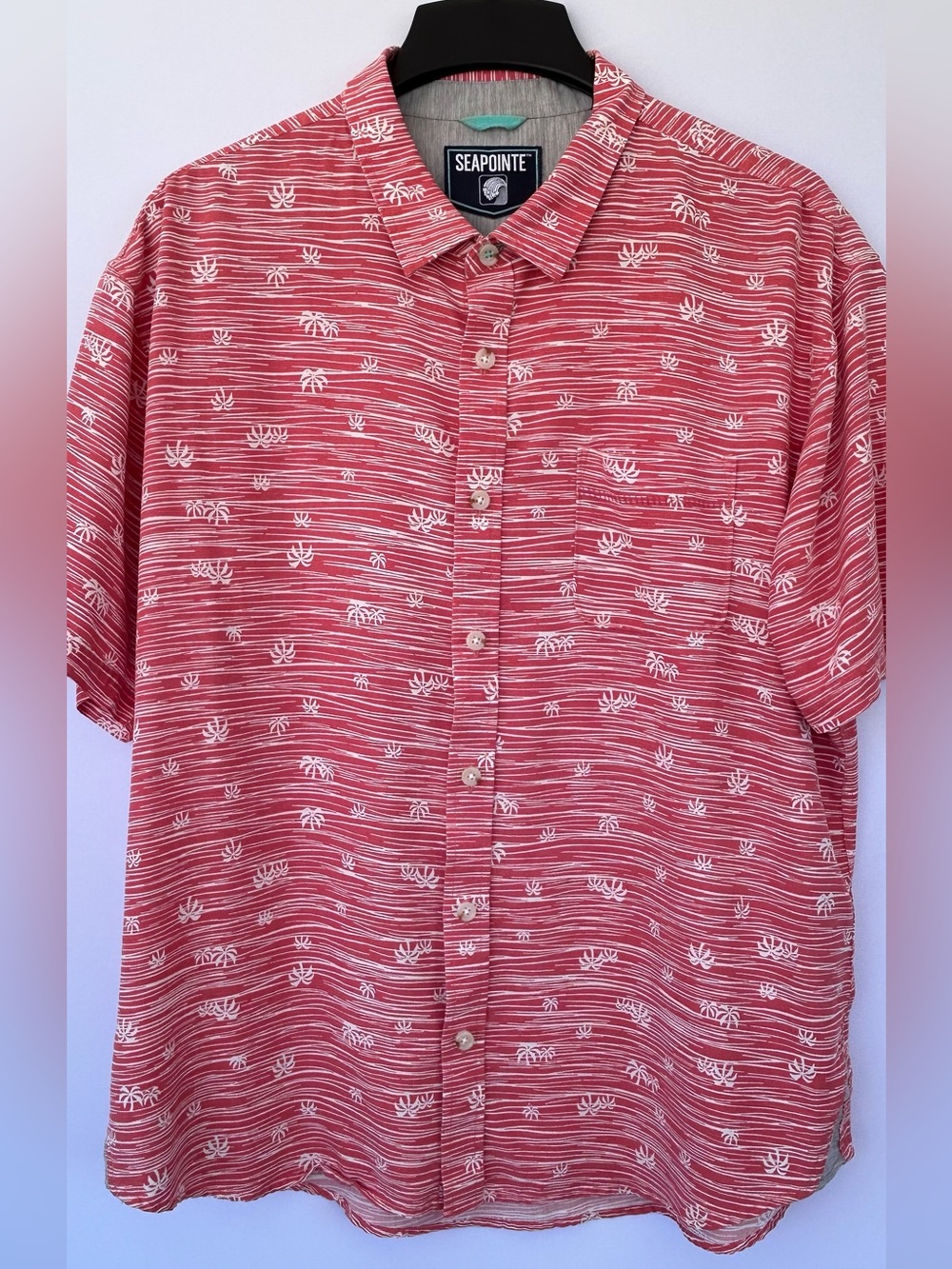 Seapointe Men’s Soft Tech Woven Hawaiian Camp Shirt Short Sleeve Size XL‎
